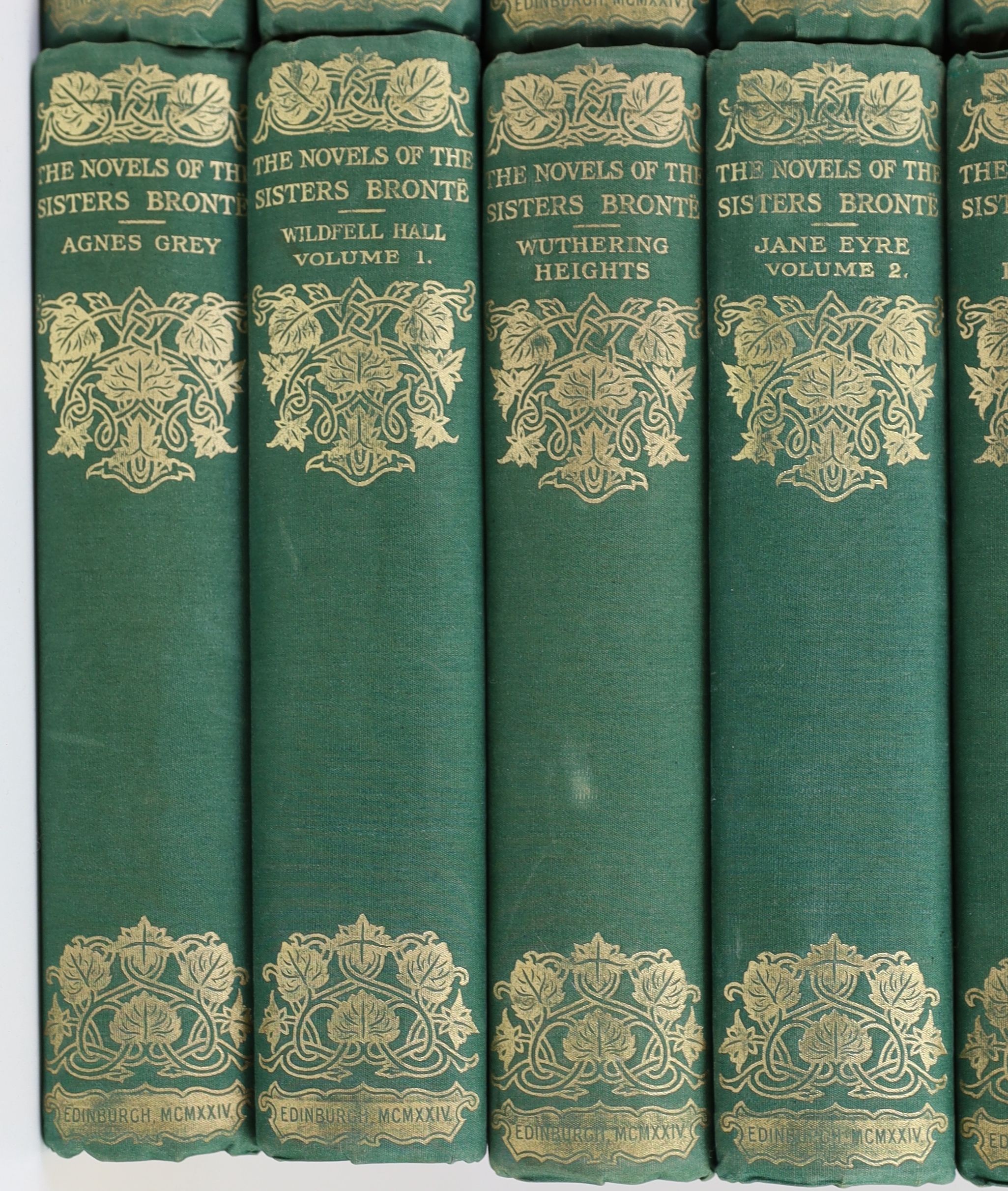 Bronte, Charlotte, Emily and Anne - Works. - ‘’Novels of the Sisters Bronte.’’ - 12 vols, the Thornton edition, edited by Temple Scott, illustrated with 67 plates, original cloth gilt, Edinburgh, 1924